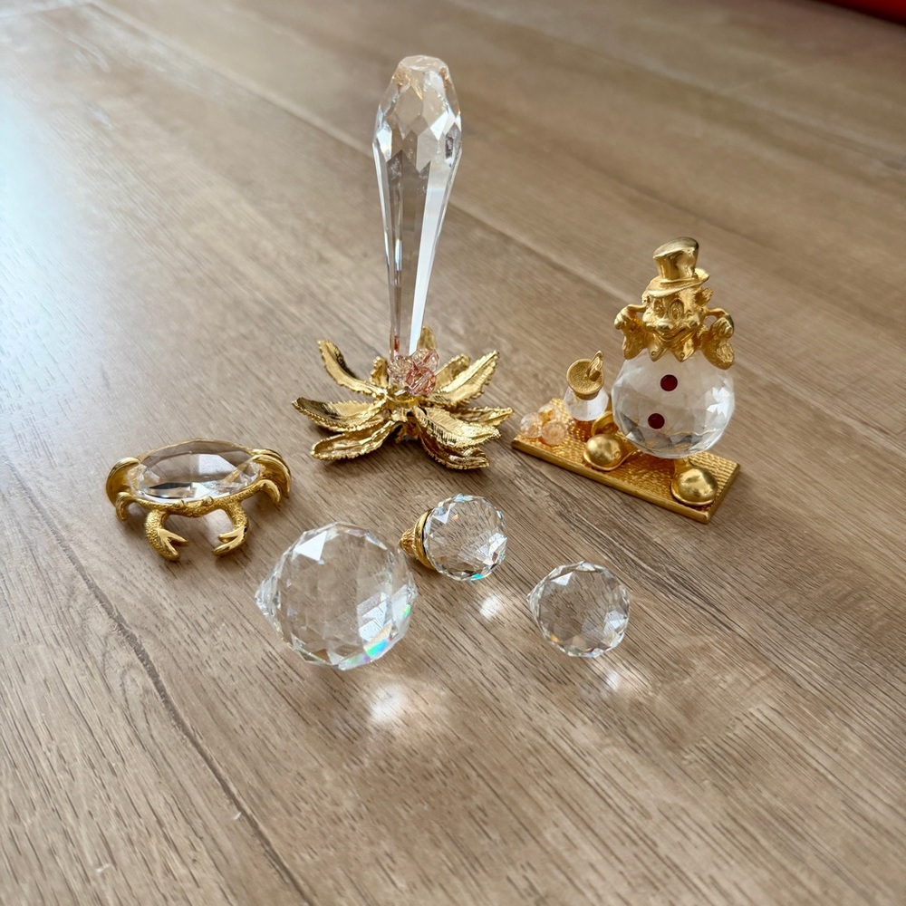 Set Of‎ 6 Swarovski Trimlite Crystal Figurines Discintinued 1980s Vintage Lot